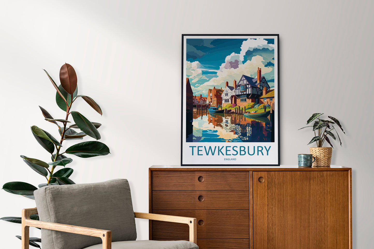 Tewkesbury Travel Print Wall Art Tewkesbury Wall Hanging Home Décor Tewkesbury Gift Art Lovers England Art Lover Gift Tewkesbury Travel Déco