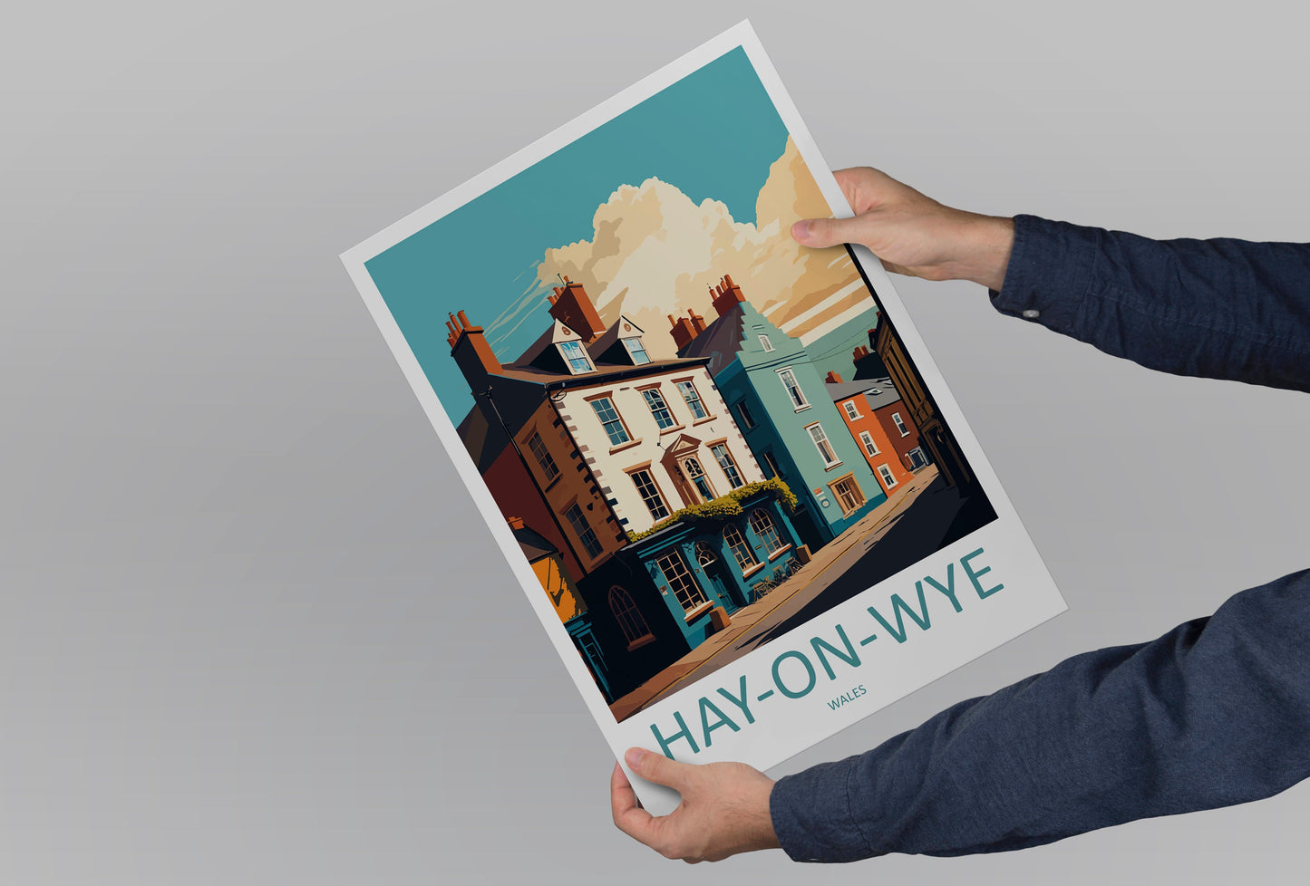 Hay-On-Wye Travel Print Wall Art Hay-On-Wye Wall Hanging Home Décor Hay-On-Wye Gift Art Lovers Welsh Art Lover Gift Hay-On-Wye Travel Gift
