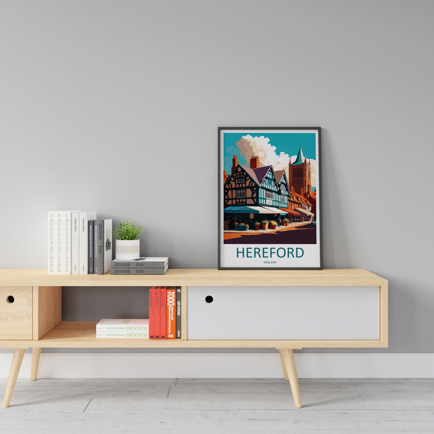 Hereford Travel Print Wall Art Hereford Wall Hanging Home Décor Hereford Gift Art Lovers England Art Lover Gift Hereford Travel Gift