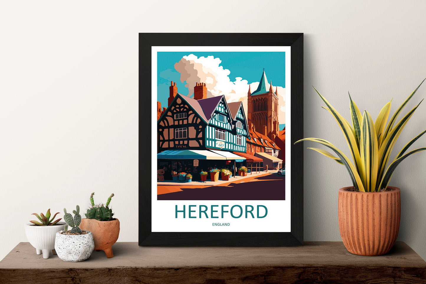 Hereford Travel Print Wall Art Hereford Wall Hanging Home Décor Hereford Gift Art Lovers England Art Lover Gift Hereford Travel Gift