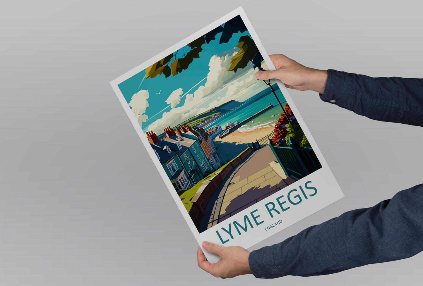 Lyme Regis Travel Print Wall Art Lyme Regis Wall Hanging Home Décor Lyme Regis Gift Art Lovers England Art Lover Gift Lyme Regis Travel Gift