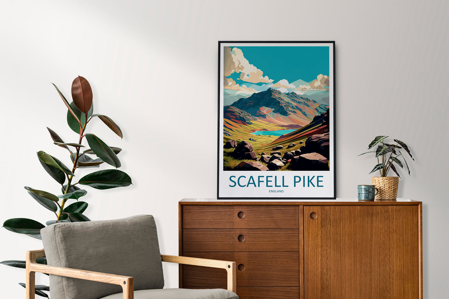 Scafell Pike Travel Print Wall Art Scafell Pike Wall Hanging Home Décor Scafell Pike Gift Art Lovers England Art Lover Gift Scafell Pike