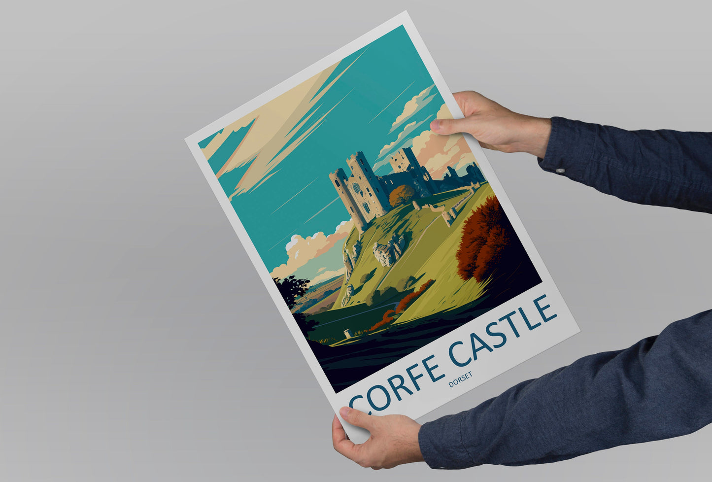 Corfe Castle Travel Print Wall Art Corfe Castle Wall Hanging Home Décor Corfe Castle Gift Art Lovers England Art Lover Gift Corfe Castle