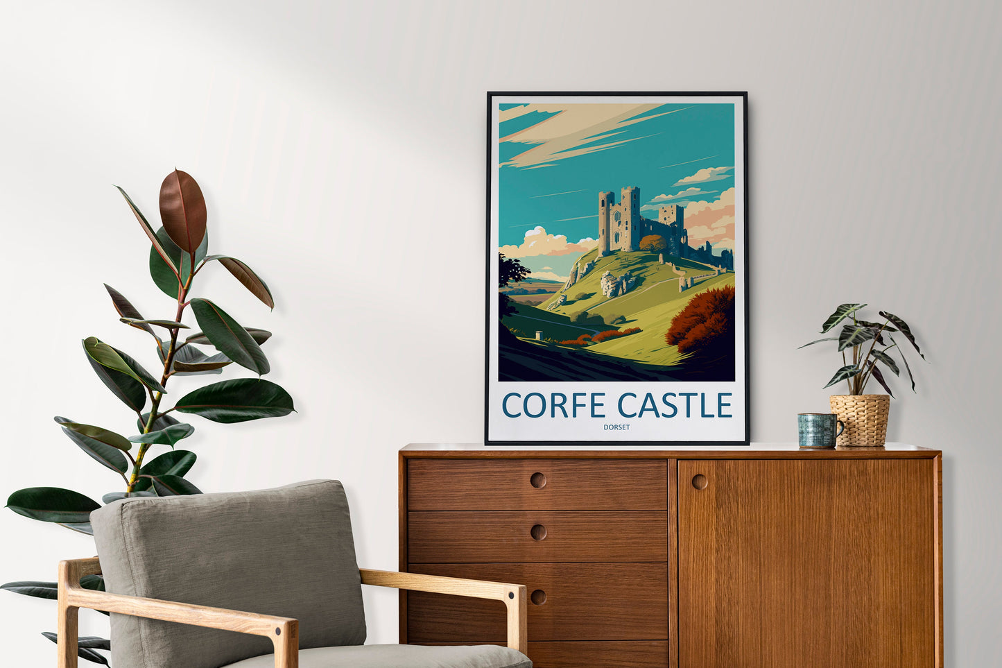 Corfe Castle Travel Print Wall Art Corfe Castle Wall Hanging Home Décor Corfe Castle Gift Art Lovers England Art Lover Gift Corfe Castle