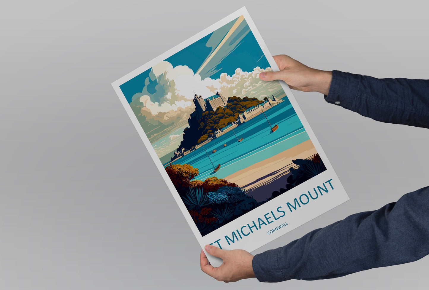 St Michaels Mount Travel Print Wall Art St Michaels Mount Wall Hanging Home Décor St Michaels Mount Gift Art Lovers England Art Lover Gift