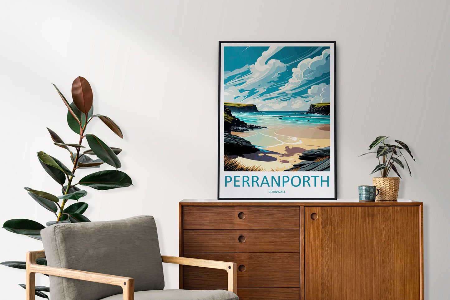 Perranporth Travel Print Wall Art Perranporth Wall Hanging Home Décor Perranporth Gift Art Lovers England Art Lover Gift Perranporth