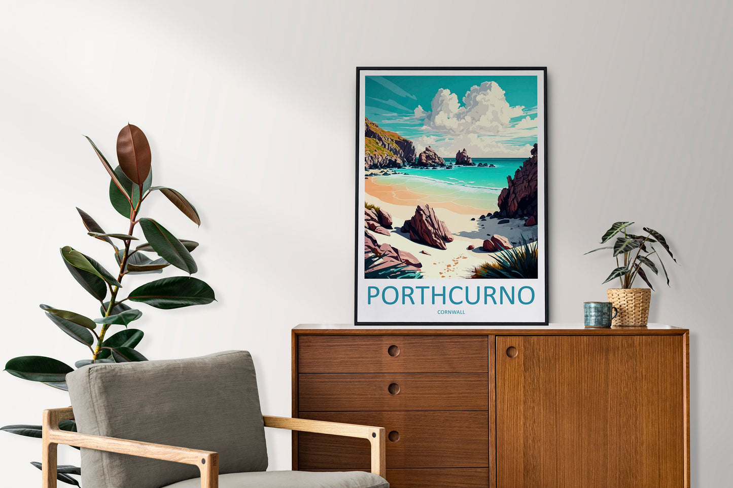 Porthcurno Travel Print Wall Art Porthcurno Wall Hanging Home Décor Porthcurno Gift Art Lovers England Art Lover Gift Porthcurno