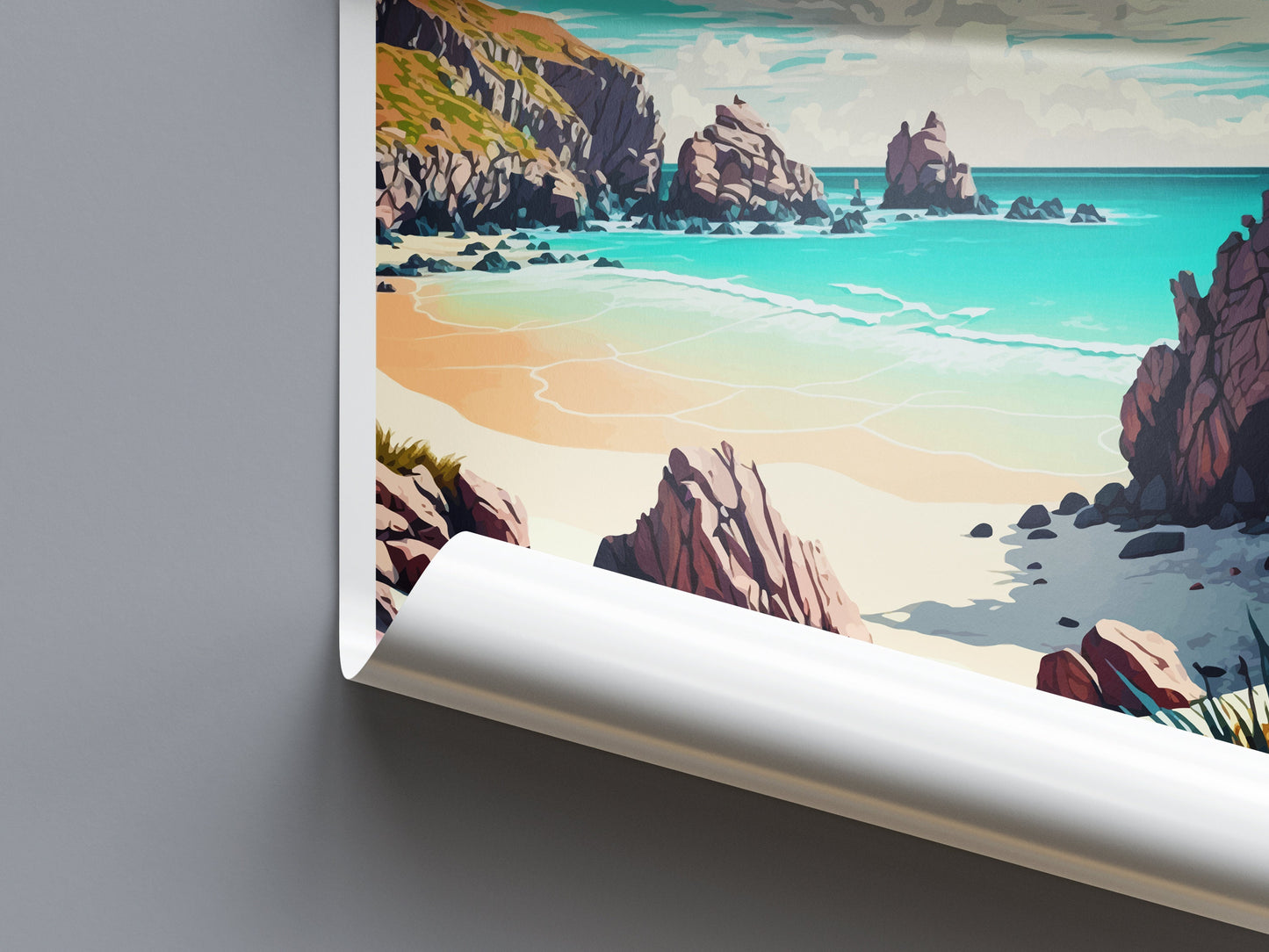 Porthcurno Travel Print Wall Art Porthcurno Wall Hanging Home Décor Porthcurno Gift Art Lovers England Art Lover Gift Porthcurno