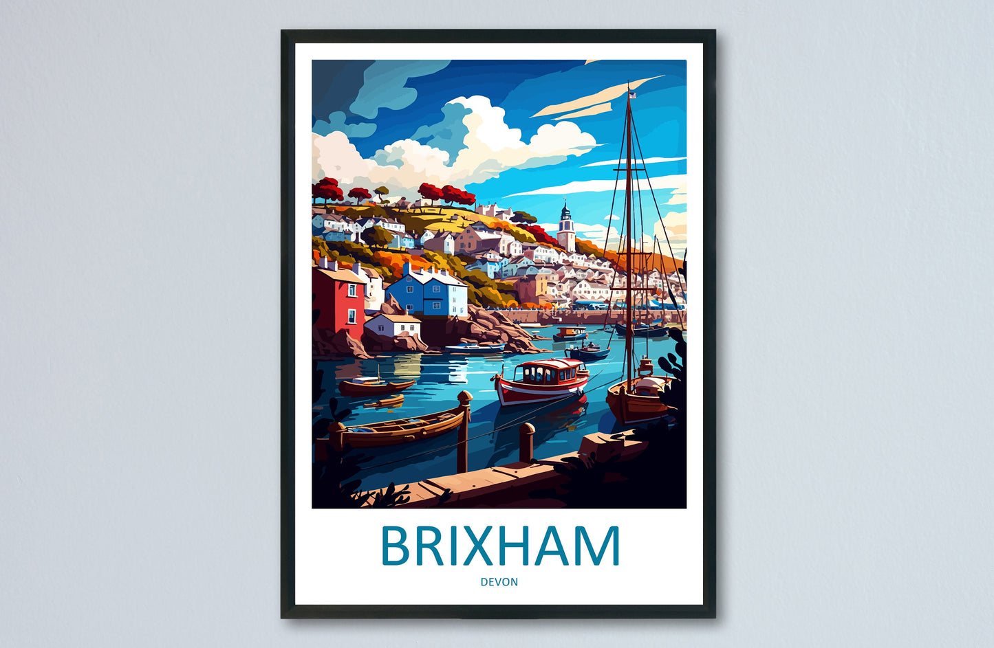 Brixham Travel Print Wall Art Brixham Wall Hanging Home Décor Brixham Gift Art Lovers England Art Lover Gift Brixham Art Poster For UK Lover