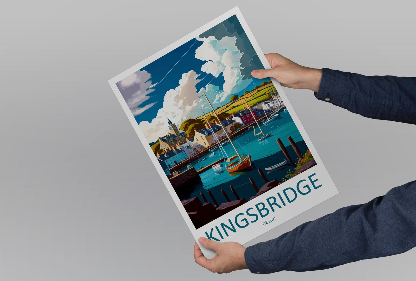 Kingsbridge Travel Print Wall Art Kingsbridge Wall Hanging Home Décor Kingsbridge Gift Art Lovers England Art Lover Gift Kingsbridge Art