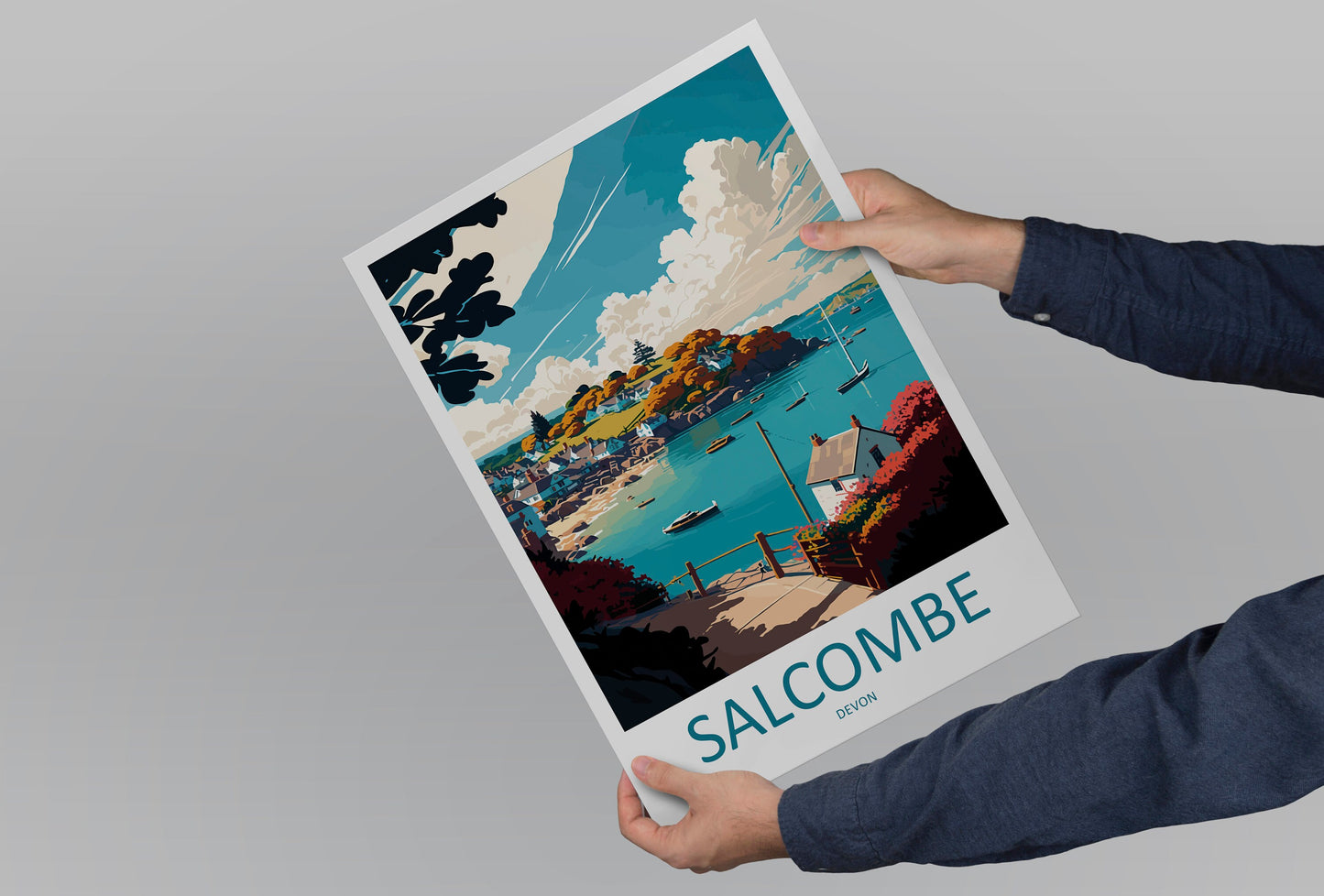 Salcombe Travel Print Wall Art Salcombe Wall Hanging Home Décor Salcombe Gift Art Lovers England Art Lover Gift Salcombe Art Poster