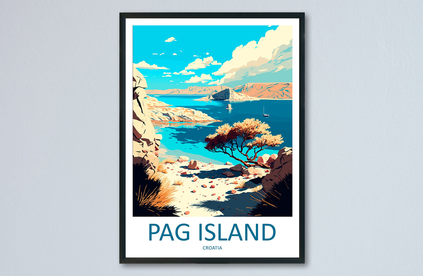 Pag Island Travel Print Wall Art Pag Island Wall Hanging Home Décor Pag Island Gift Art Lovers Croatia Art Lover Gift Pag Island