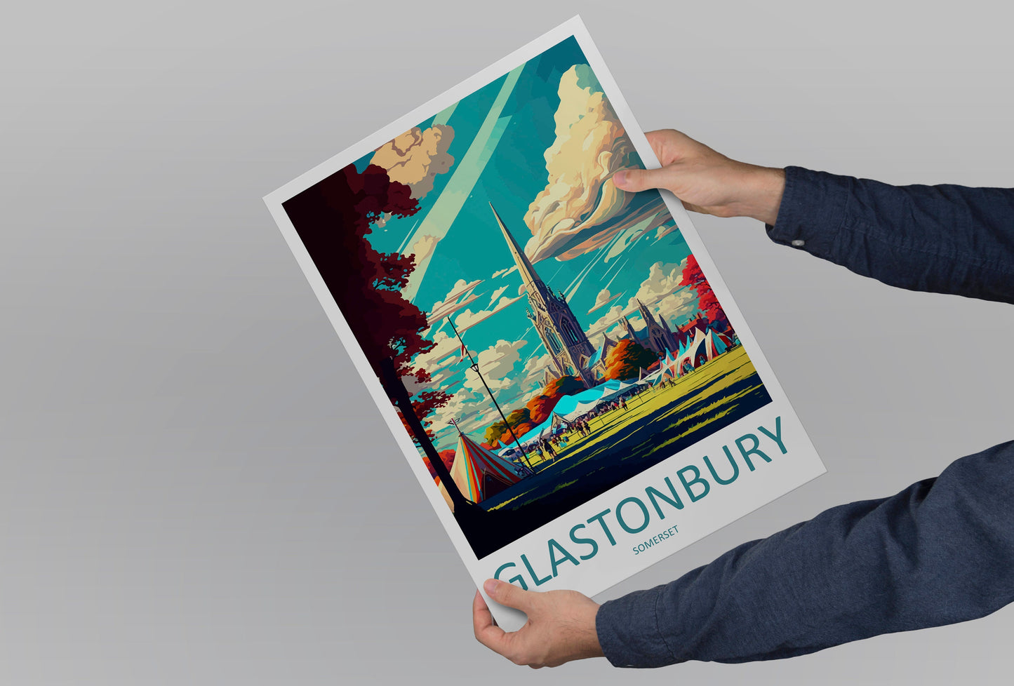 Glastonbury Travel Print Wall Art Glastonbury Wall Hanging Home Décor Glastonbury Gift Art Lovers England Art Lover Gift Glastonbury Decor