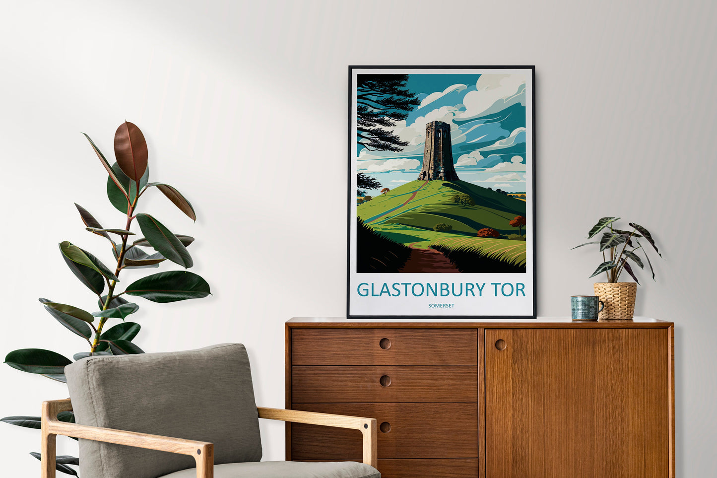 Glastonbury Tor Travel Print Wall Art Glastonbury Tor Wall Hanging Home Décor Glastonbury Tor Gift Art Lovers England Art Lover Gift
