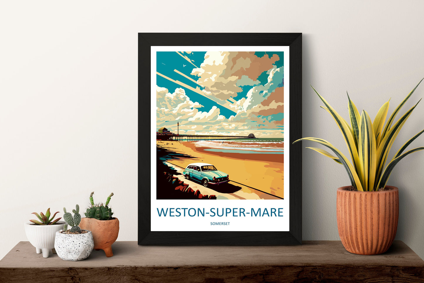 Western-Super-Mare Travel Print Wall Art Western-Super-Mare Wall Hanging Home Décor Western-Super-Mare Gift Art Lovers England Art Lover