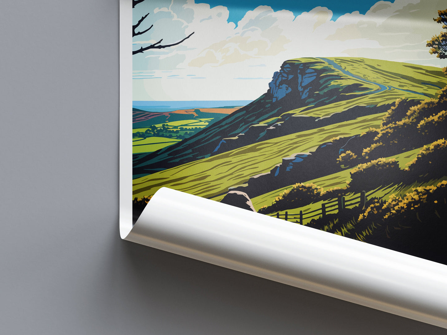 Mendip Hills Travel Print Wall Art Mendip Hills Wall Hanging Home Decor Mendip Hills Gift Art Lovers Wall Art ANOB Travel Art