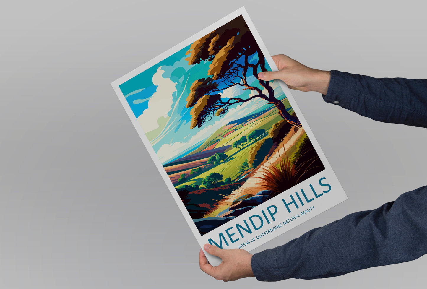 Mendip Hills Travel Print Wall Art Mendip Hills Wall Hanging Home Decor Mendip Hills Gift Art Lovers Wall Art ANOB Travel Art