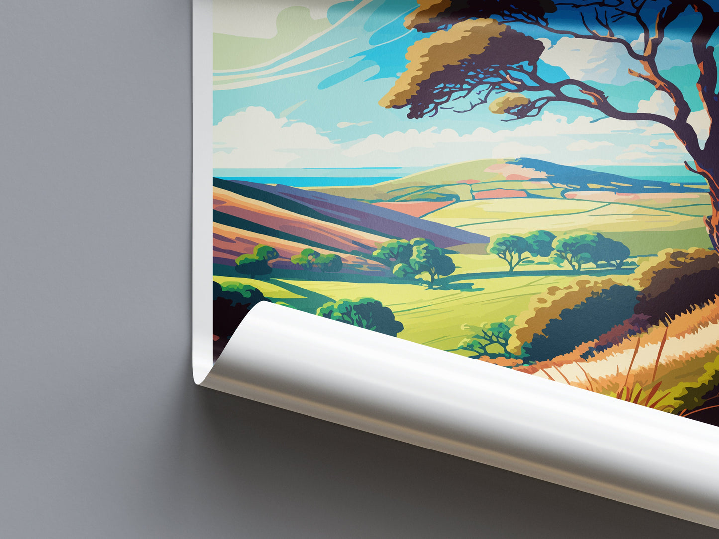 Mendip Hills Travel Print Wall Art Mendip Hills Wall Hanging Home Decor Mendip Hills Gift Art Lovers Wall Art ANOB Travel Art