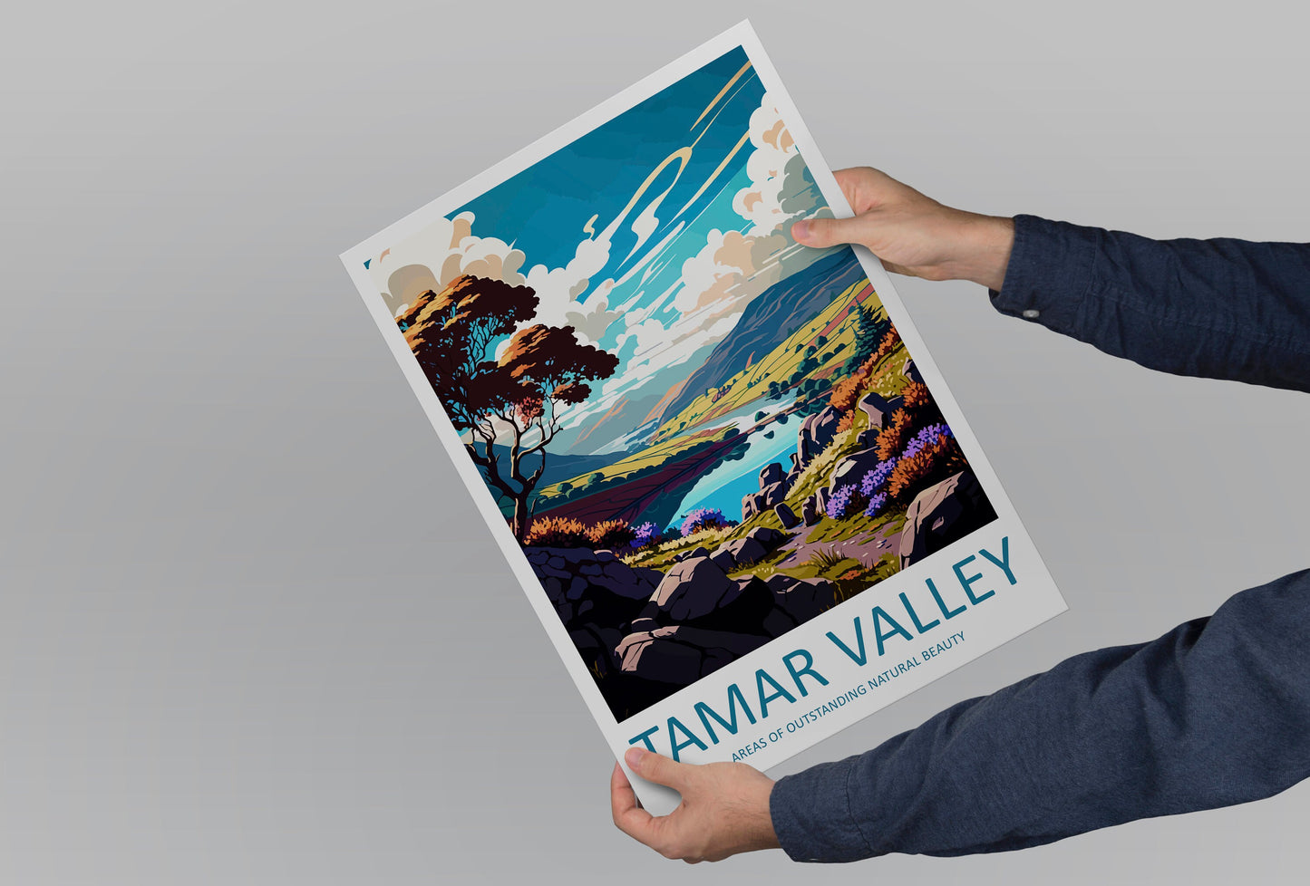 Tamar Valley Travel Print Wall Art Tamar Valley Wall Hanging Home Decor Tamar Valley Gift Art Lovers Wall Art ANOB Travel Art