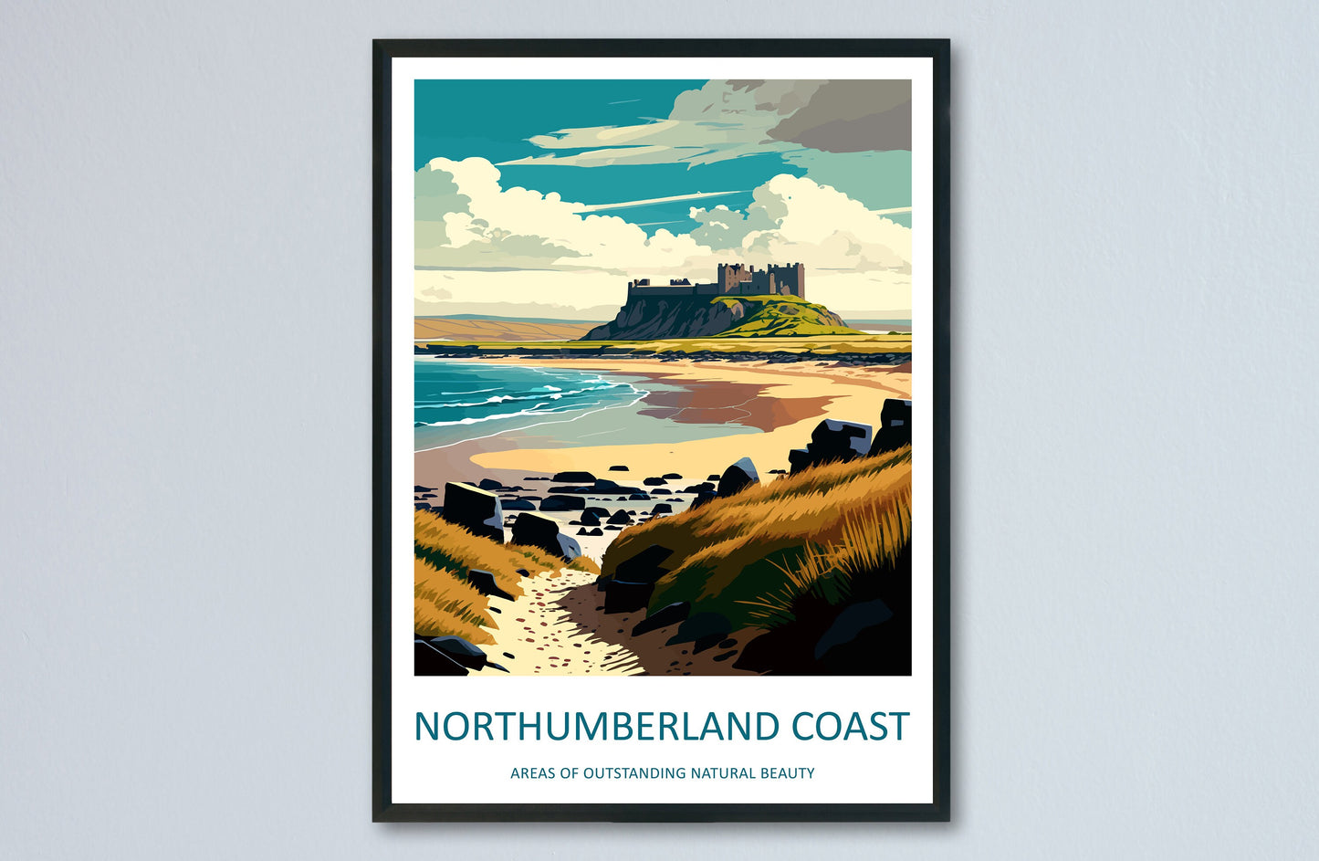 Northumberland Coast Travel Print Wall Art Northumberland Coast Wall Hanging Home Decor Northumberland Coast Gift Art Lovers Wall Art ANOB