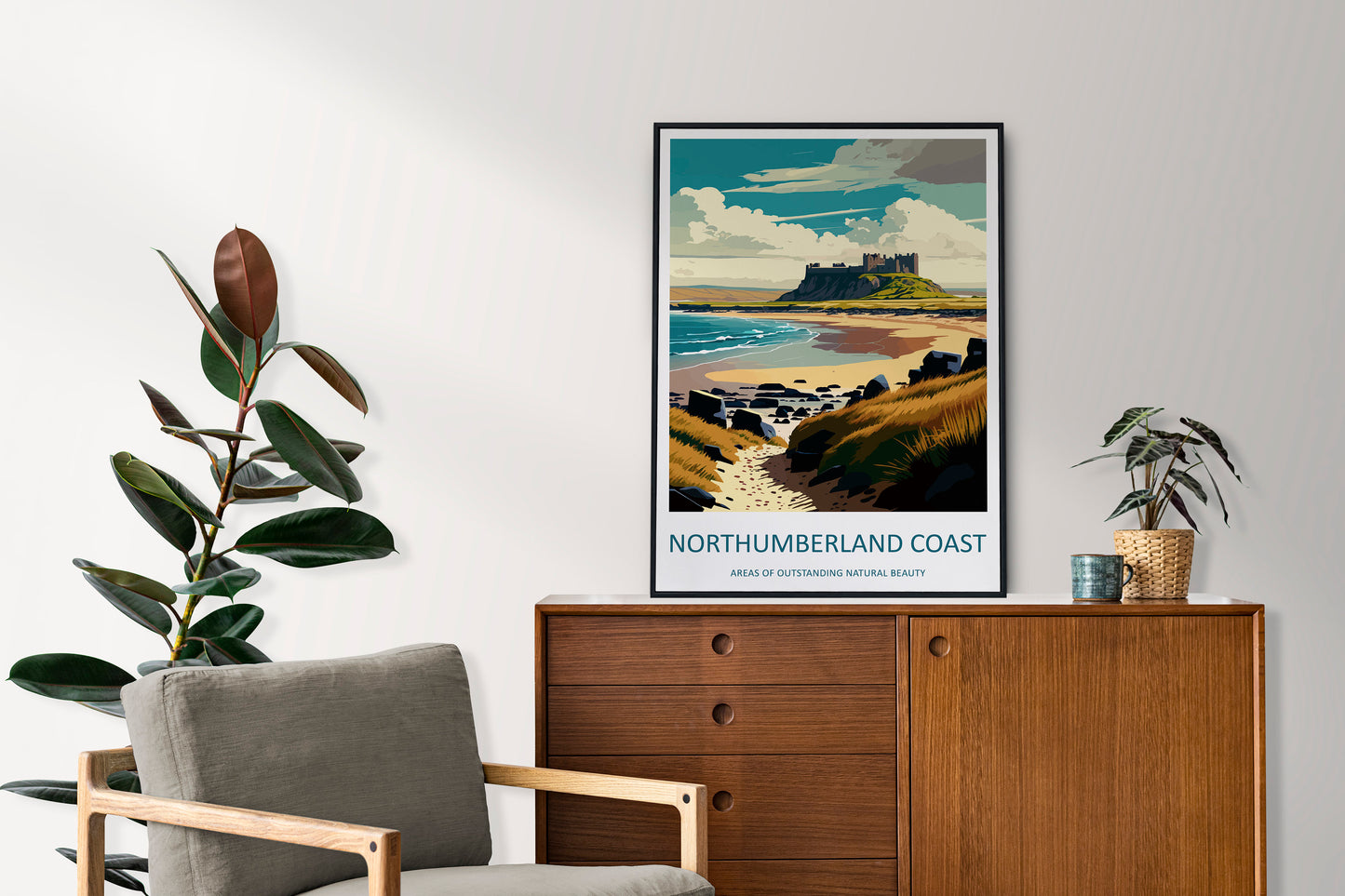 Northumberland Coast Travel Print Wall Art Northumberland Coast Wall Hanging Home Decor Northumberland Coast Gift Art Lovers Wall Art ANOB