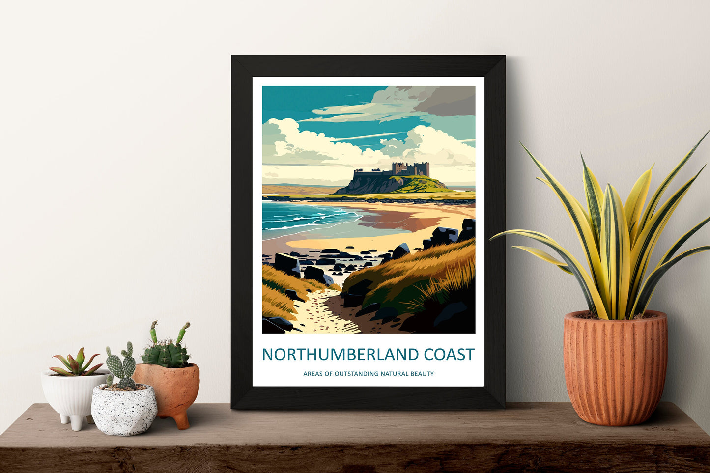 Northumberland Coast Travel Print Wall Art Northumberland Coast Wall Hanging Home Decor Northumberland Coast Gift Art Lovers Wall Art ANOB