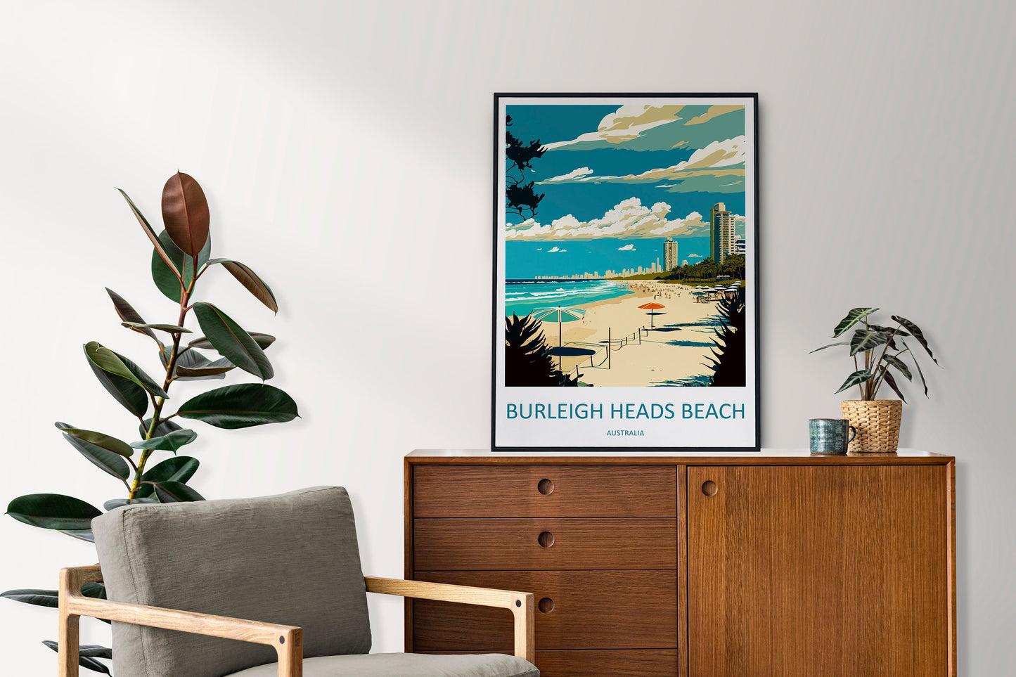 Burleigh Heads Beach Travel Print Wall Art Burleigh Heads Wall Hanging Home Décor Burleigh Heads Beach Gift Art Lovers Wall Art Australia