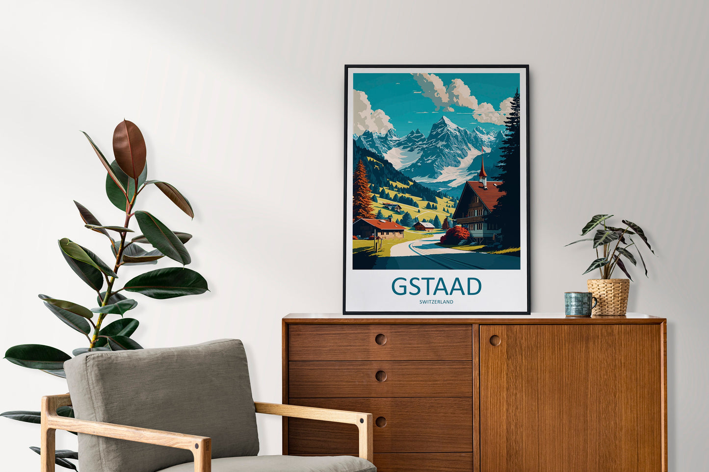 Gstaad Travel Print Wall Art Gstaad Wall Hanging Home Décor Gstaad Gift Art Lovers Switzerland Art Lover Gift Gstaad Travel Art