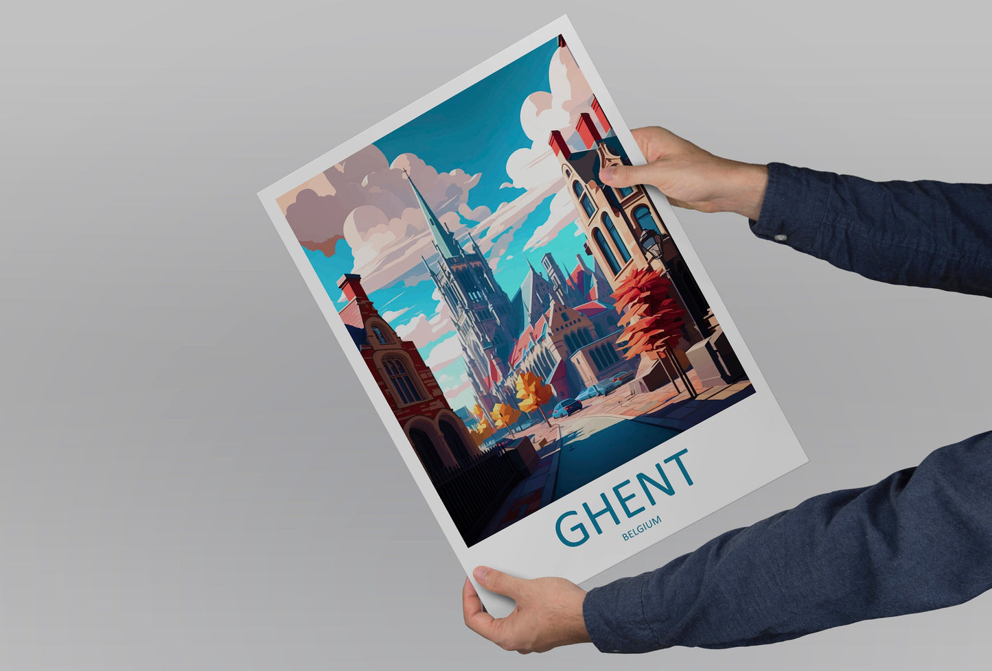 Ghent Travel Print Wall Art Ghent Wall Hanging Home Décor Ghent Gift Art Lovers Belgium Art Lover Gift Ghent Wall Décor