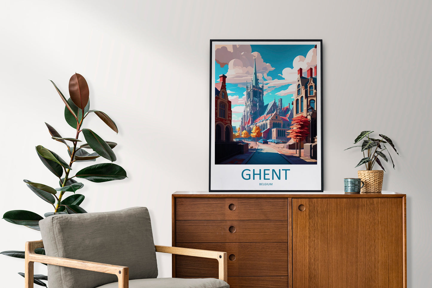 Ghent Travel Print Wall Art Ghent Wall Hanging Home Décor Ghent Gift Art Lovers Belgium Art Lover Gift Ghent Wall Décor