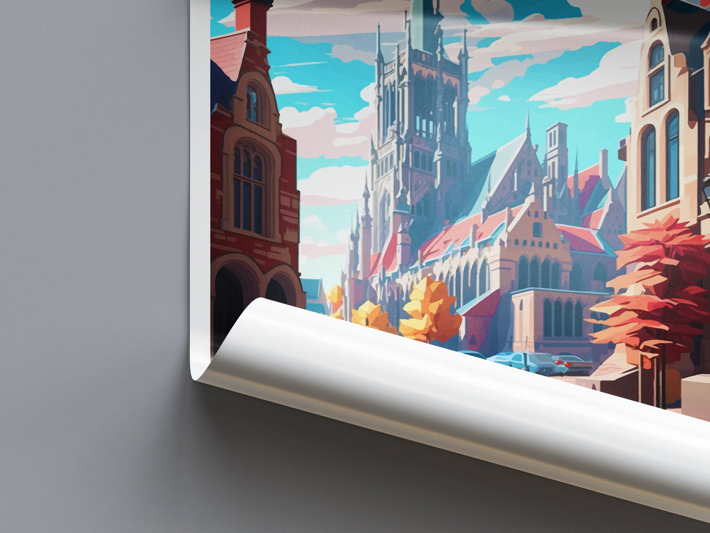 Ghent Travel Print Wall Art Ghent Wall Hanging Home Décor Ghent Gift Art Lovers Belgium Art Lover Gift Ghent Wall Décor
