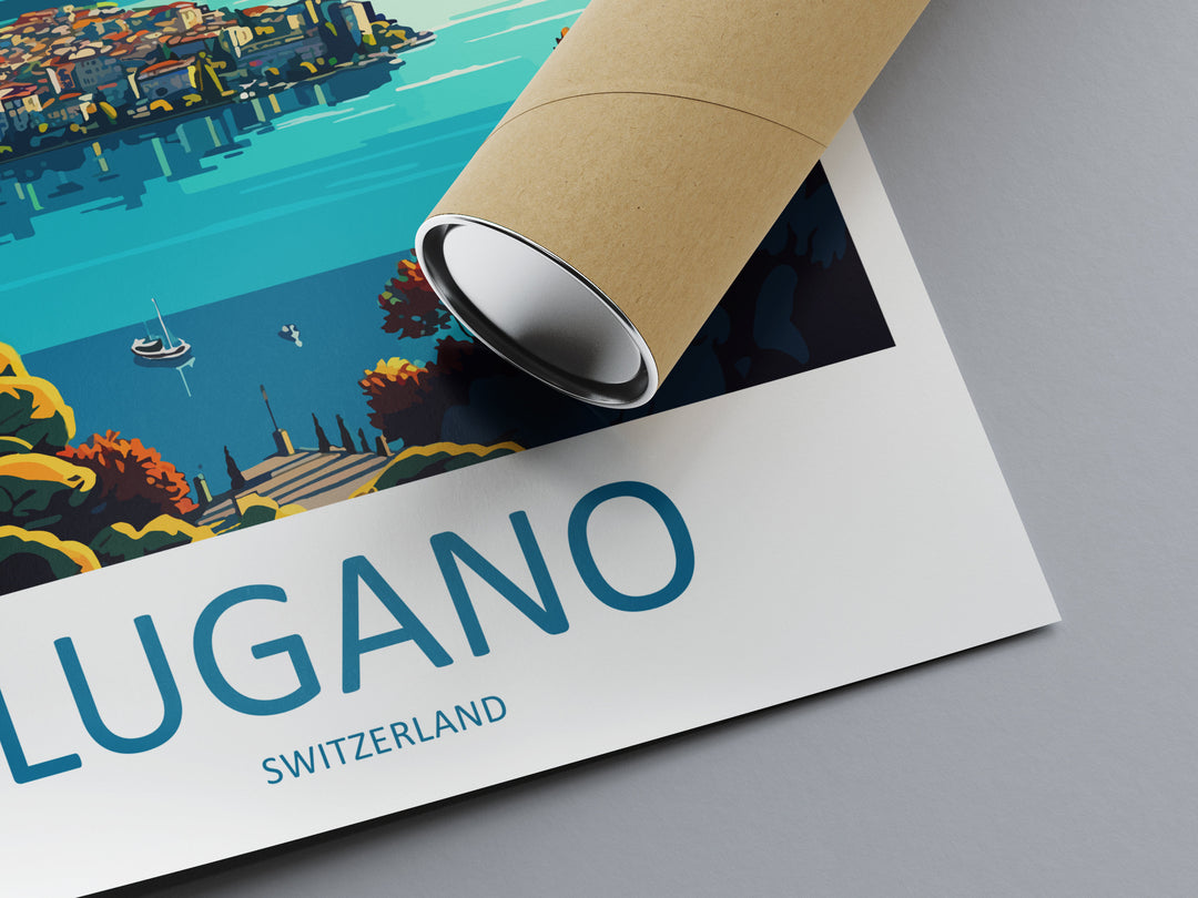 Lugano Travel Print Wall Art Lugano Wall Hanging Home Décor Lugano Gift Art Lovers Switzerland Art Lover Gift Lugano Travel Art