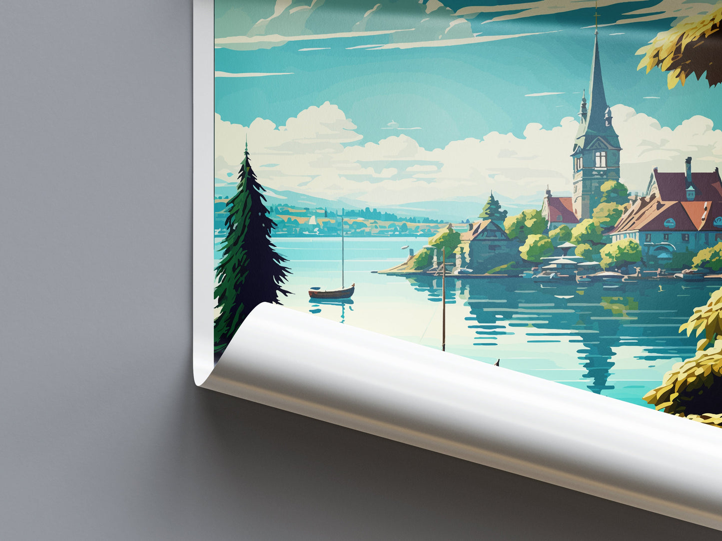 Lake Zurich Travel Print Wall Art Lake Zurich Wall Hanging Home Décor Lake Zurich Gift Art Lovers Switzerland Art Lover Gift Lake Zurich Art