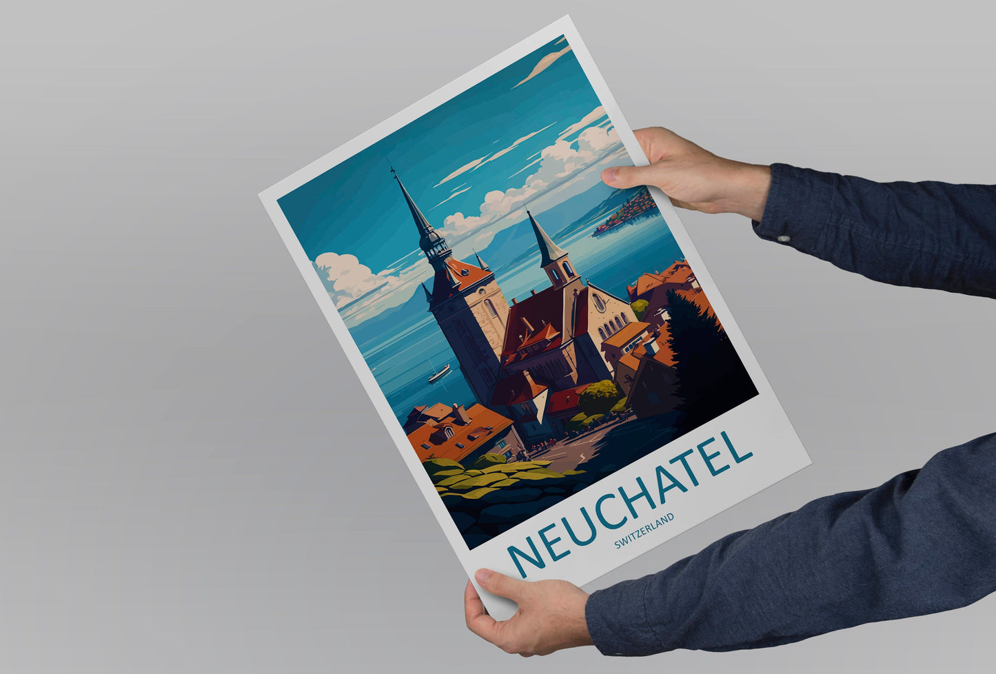Neuchatal Travel Print Wall Art Neuchatal Wall Hanging Home Décor Neuchatal Gift Art Lovers Switzerland Art Lover Gift Neuchatal Art