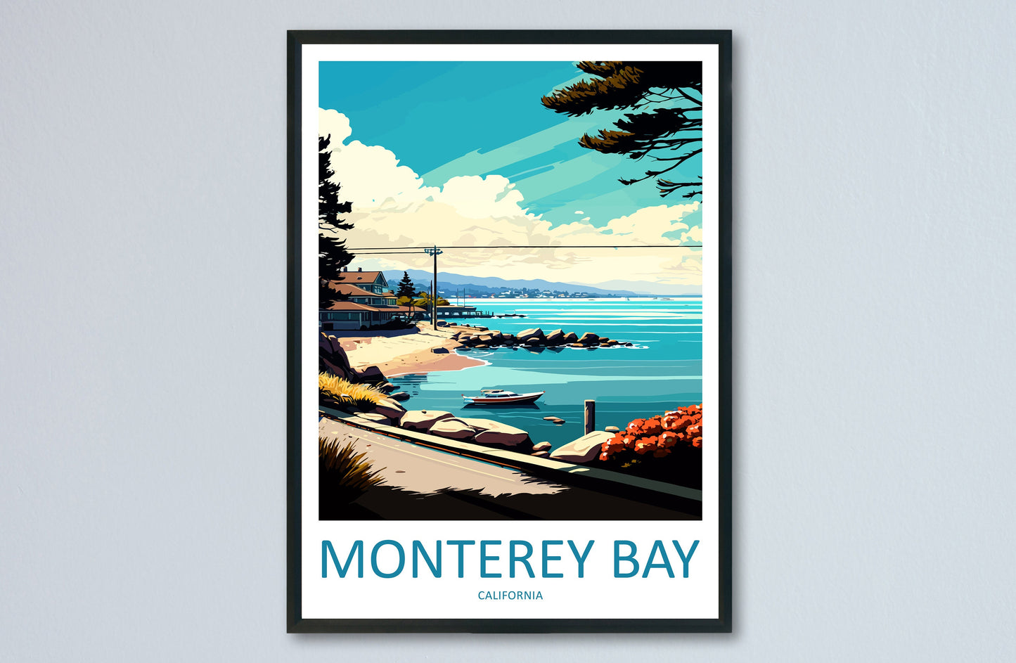 Monterey Bay Travel Print Wall Art Monterey Bay Wall Hanging Home Décor Monterey Bay Gift Art Lovers California Art Lover Gift Monterey Bay