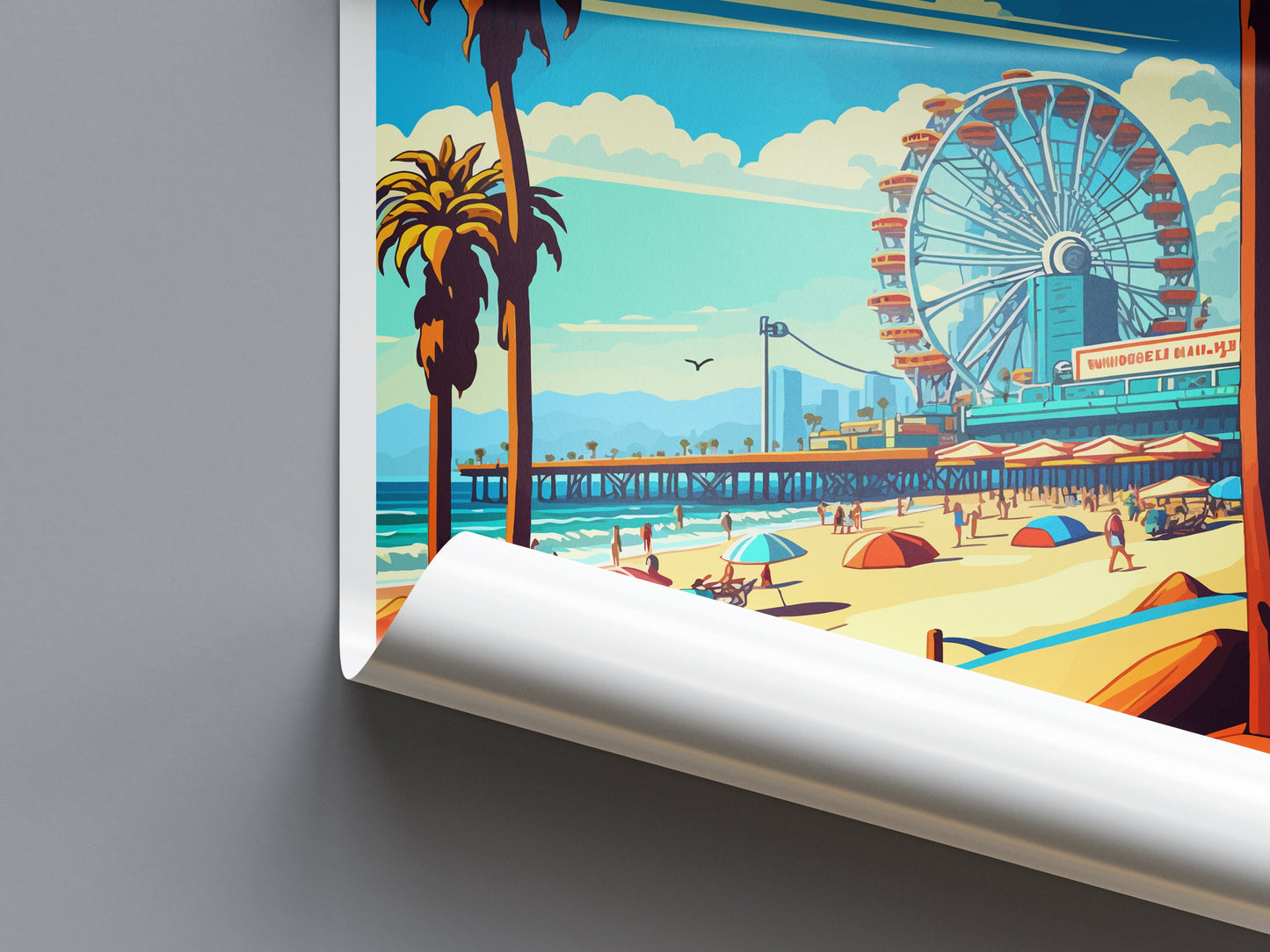 Santa Monica Travel Print Wall Art Santa Monica Wall Hanging Home Décor Santa Monica Gift Art Lovers California Art Lover Gift Santa Monica