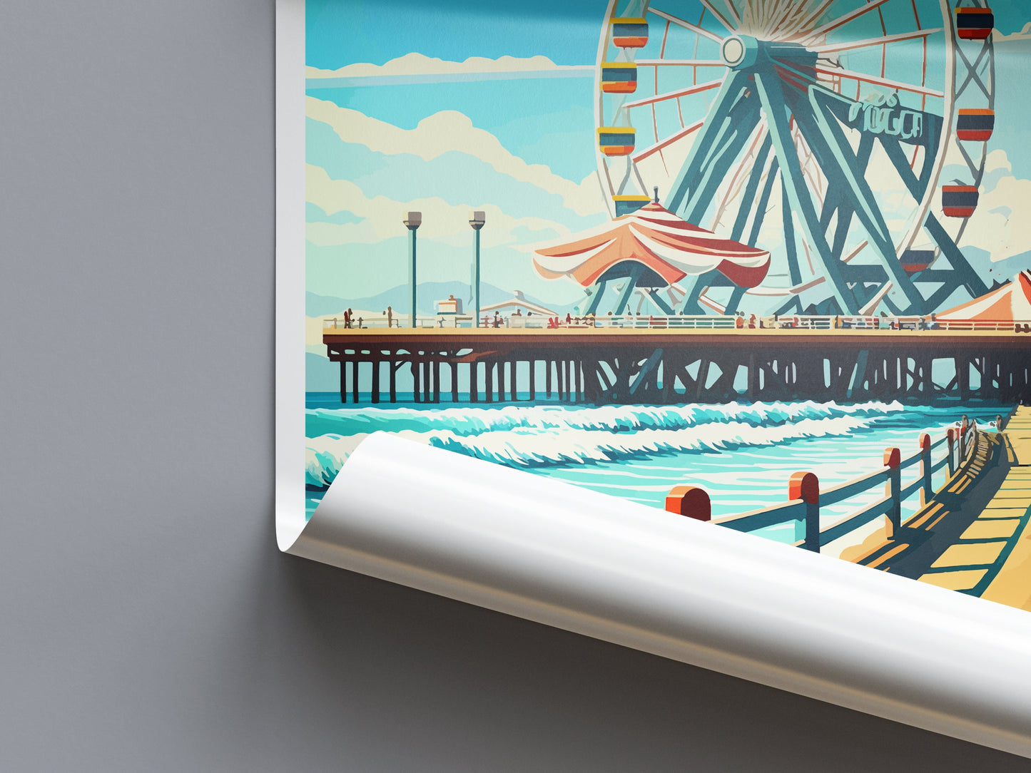 Santa Monica Travel Print Wall Art Santa Monica Wall Hanging Home Décor Santa Monica Gift Art Lovers California Art Lover Gift Santa Monica