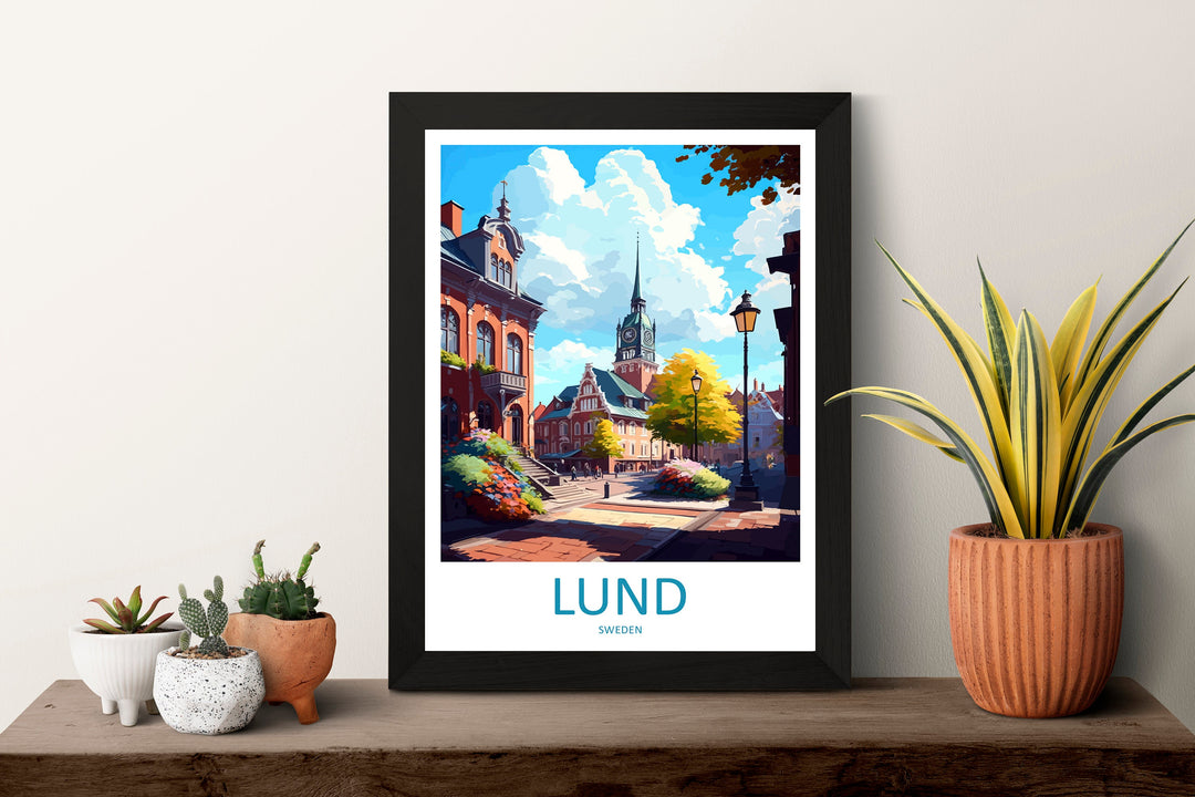 Lund Travel Print Wall Art Lund Wall Hanging Home Décor Lund Gift Art Lovers Sweden Art Lover Gift Lund Travel Art Poster