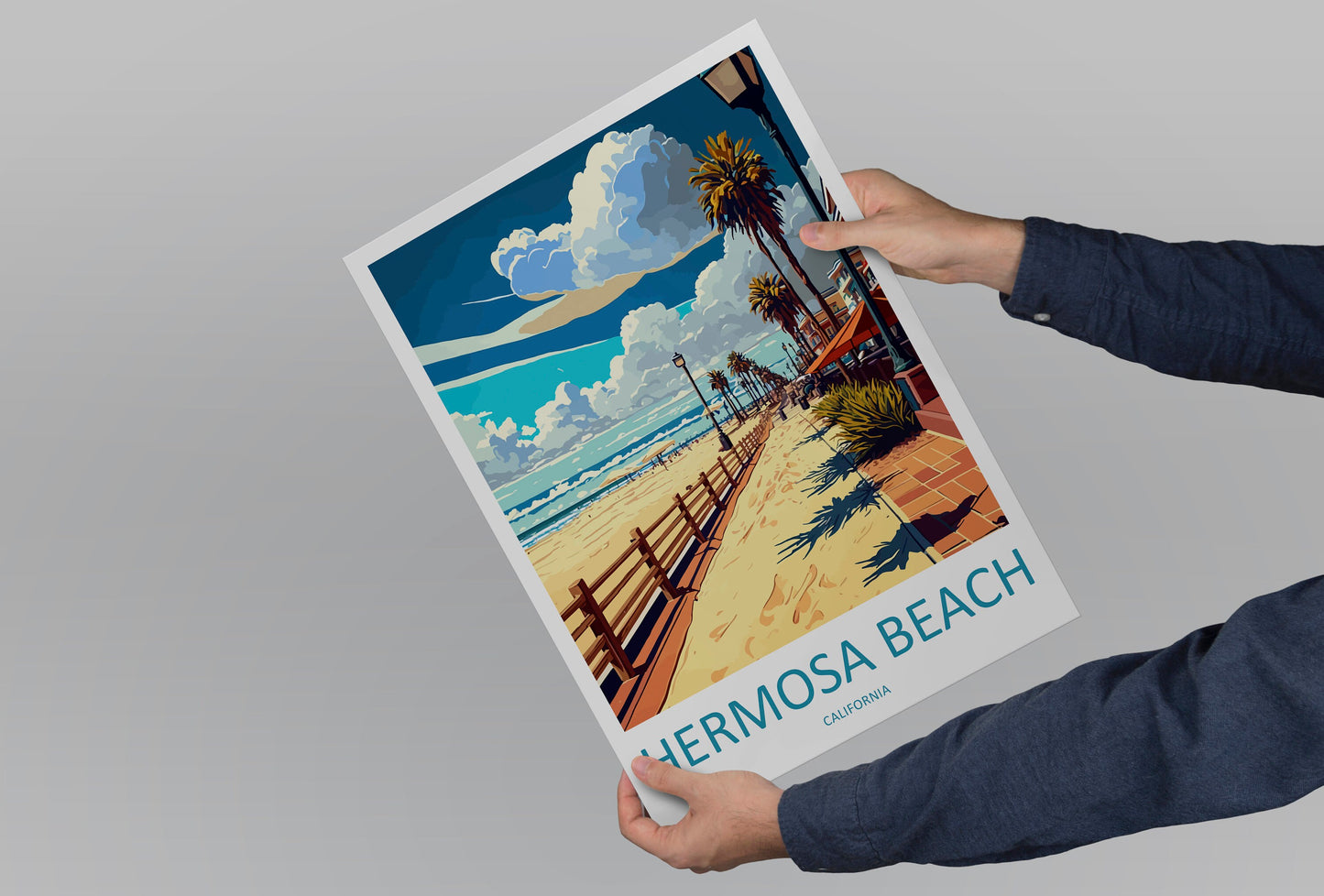 Hermosa Beach Travel Print Wall Art Hermosa Beach Wall Hanging Home Décor Hermosa Beach Gift Art Lovers California Art Lover Gift