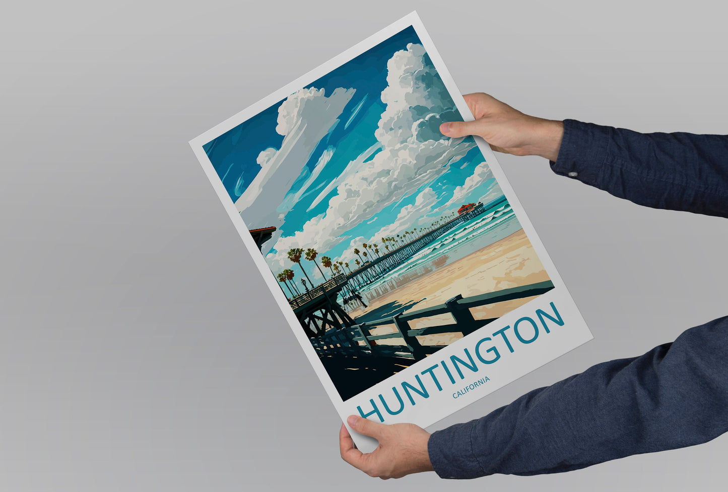 Huntington Beach Travel Print Wall Art Huntington Beach Wall Hanging Home Décor Huntington Beach Gift Art Lovers California Art Lover Gift