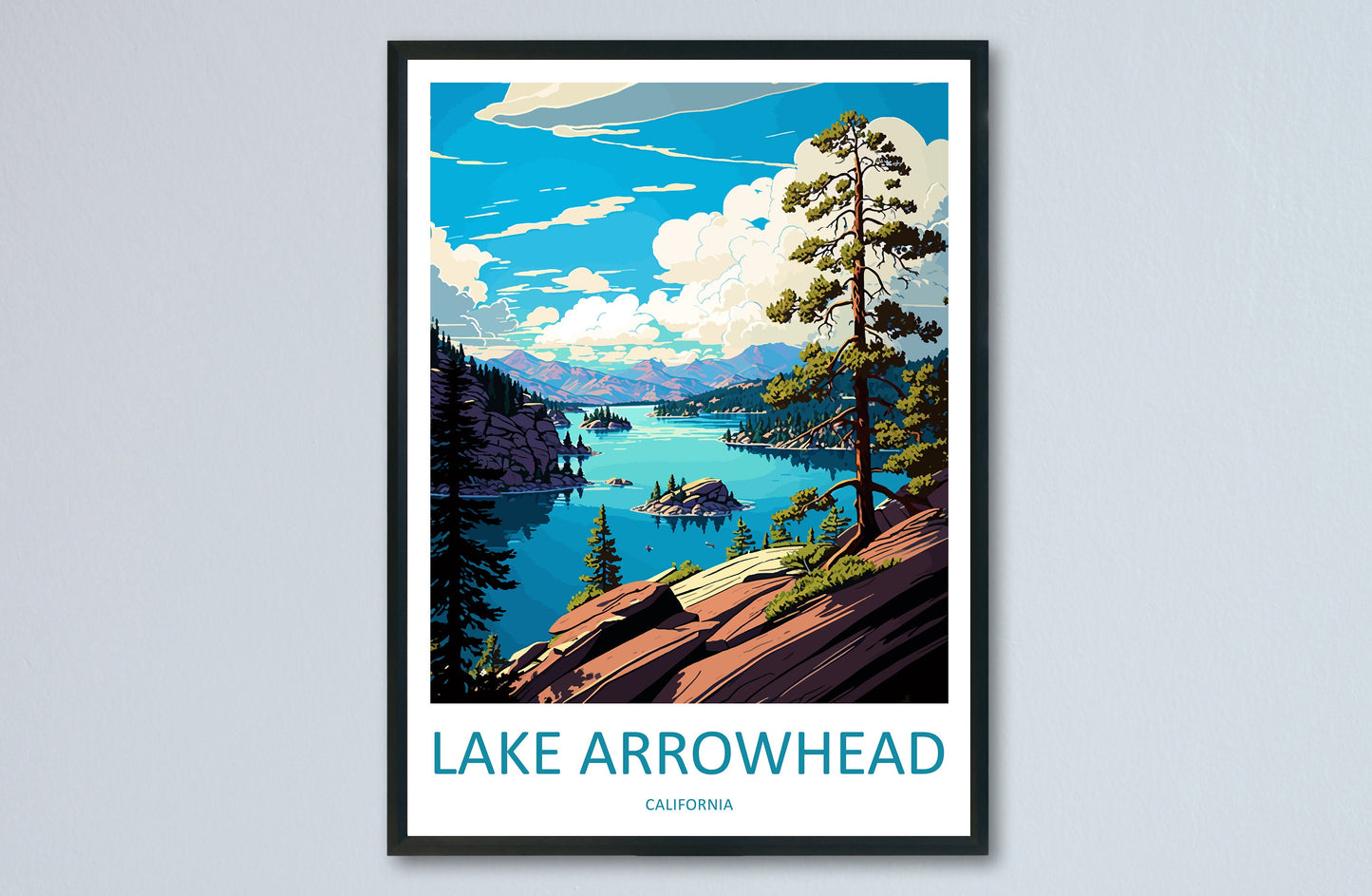 Lake Arrowhead Travel Print Wall Art Lake Arrowhead Wall Hanging Home Décor Lake Arrowhead Gift Art Lovers California Art Lover Gift