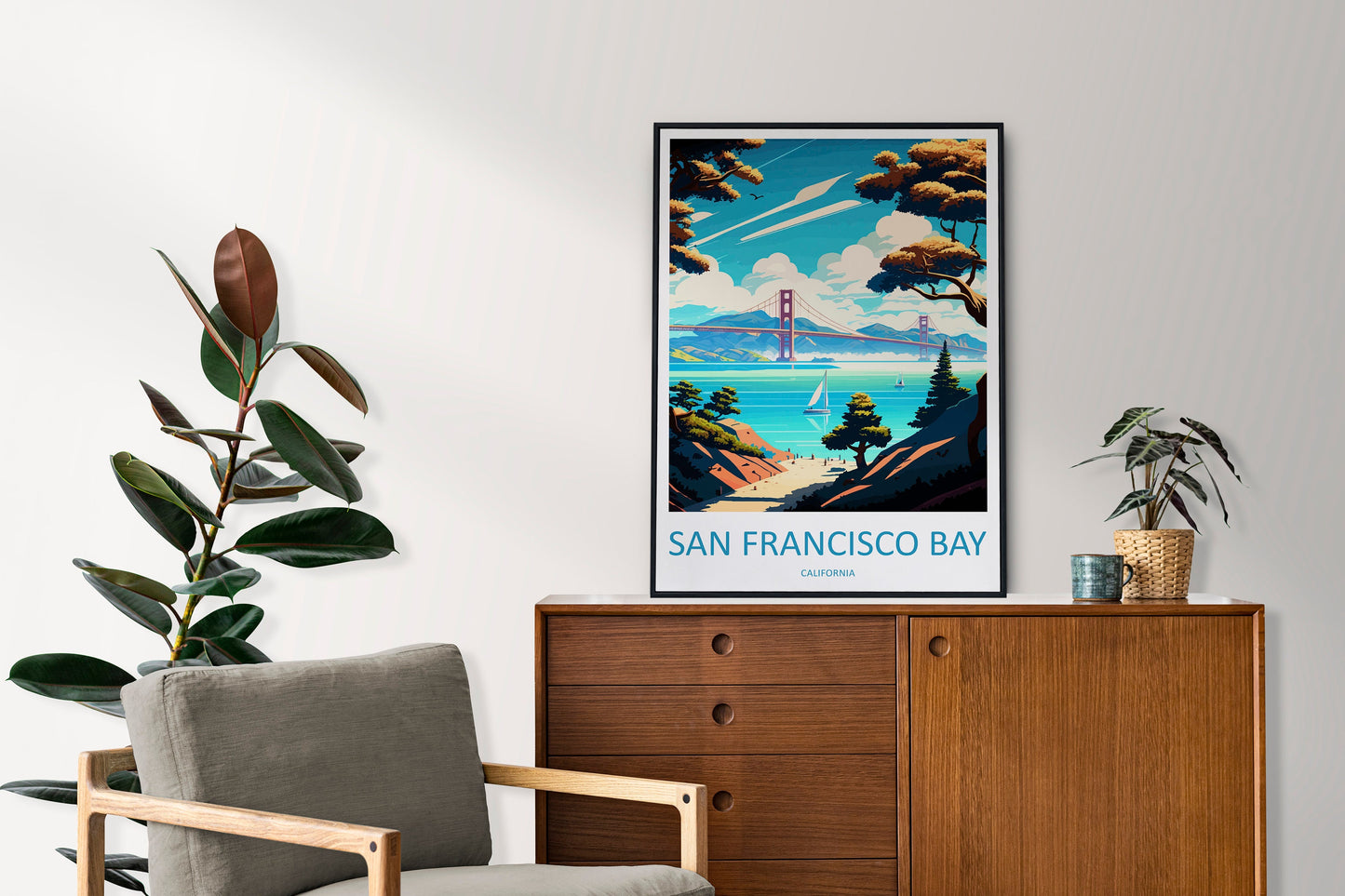 San Francisco Bay Area Travel Print Wall Art San Francisco Bay Wall Hanging Home Décor San Francisco Bay Gift Art Lovers California Art