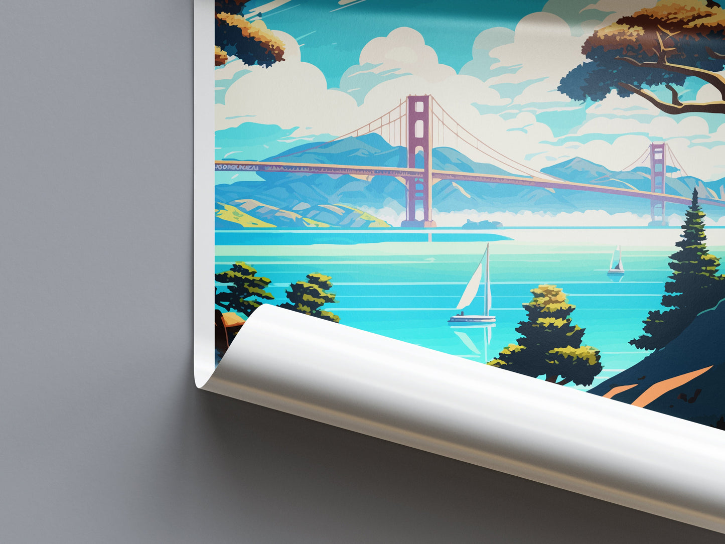 San Francisco Bay Area Travel Print Wall Art San Francisco Bay Wall Hanging Home Décor San Francisco Bay Gift Art Lovers California Art
