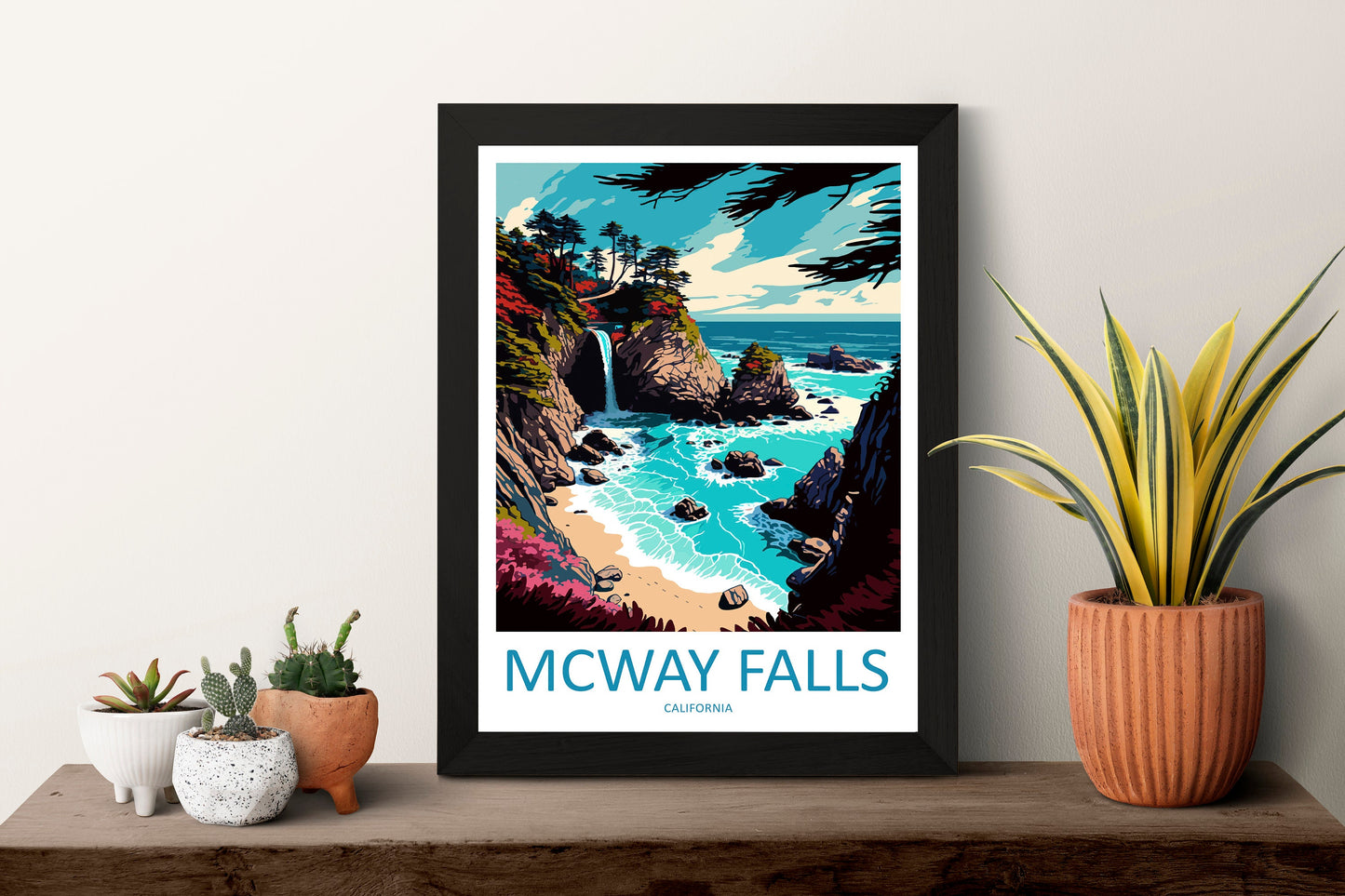 Mcway Falls Travel Print Wall Art Mcway Falls Wall Hanging Home Décor Mcway Falls Gift Art Lovers California Art Lover Gift Print