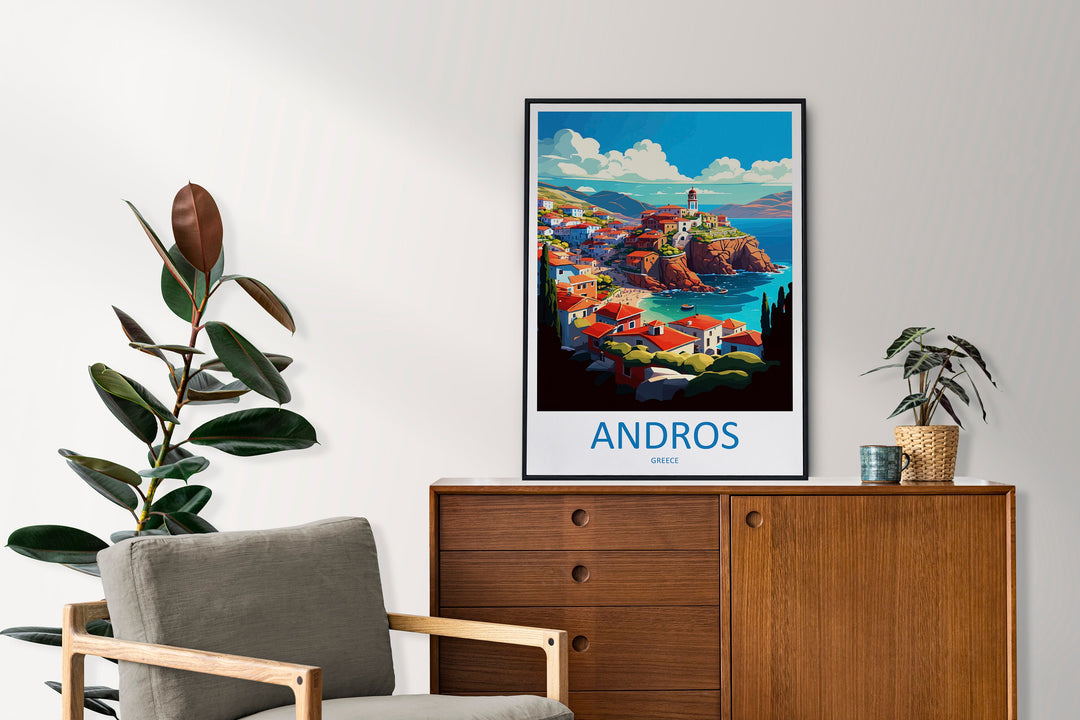 Andros Travel Print Wall Art Andros Greece Wall Hanging Home Decoration Andros Gift Art Lovers Wall Art Print Andros Greece Wall Poster Art