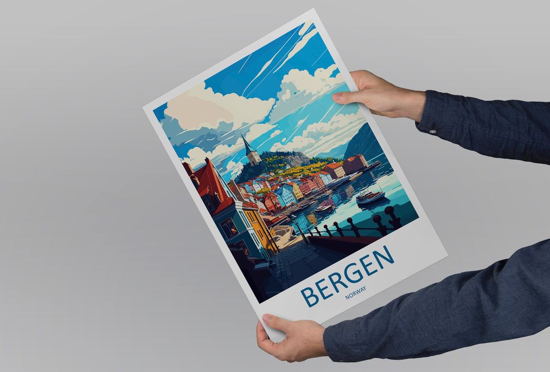 Bergan Travel Print Wall Art Bergan Wall Hanging Home Décor Bergan Gift Art Lovers Norway Art Lover Gift Bergan Travel Art Oslo Wall Decor