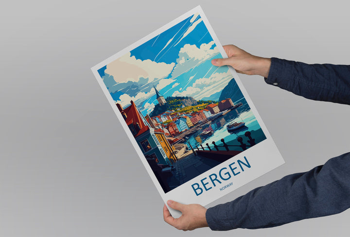 Bergan Travel Print Wall Art Bergan Wall Hanging Home Décor Bergan Gift Art Lovers Norway Art Lover Gift Bergan Travel Art Oslo Wall Decor