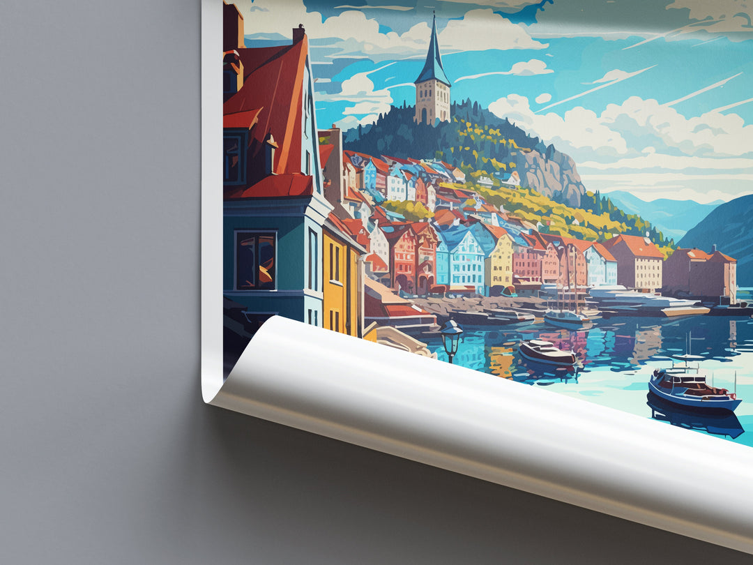 Bergan Travel Print Wall Art Bergan Wall Hanging Home Décor Bergan Gift Art Lovers Norway Art Lover Gift Bergan Travel Art Oslo Wall Decor