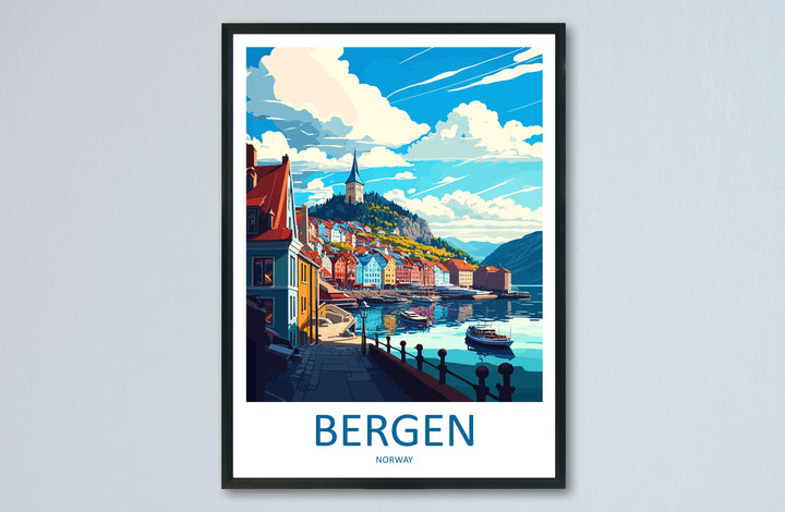 Bergan Travel Print Wall Art Bergan Wall Hanging Home Décor Bergan Gift Art Lovers Norway Art Lover Gift Bergan Travel Art Oslo Wall Decor