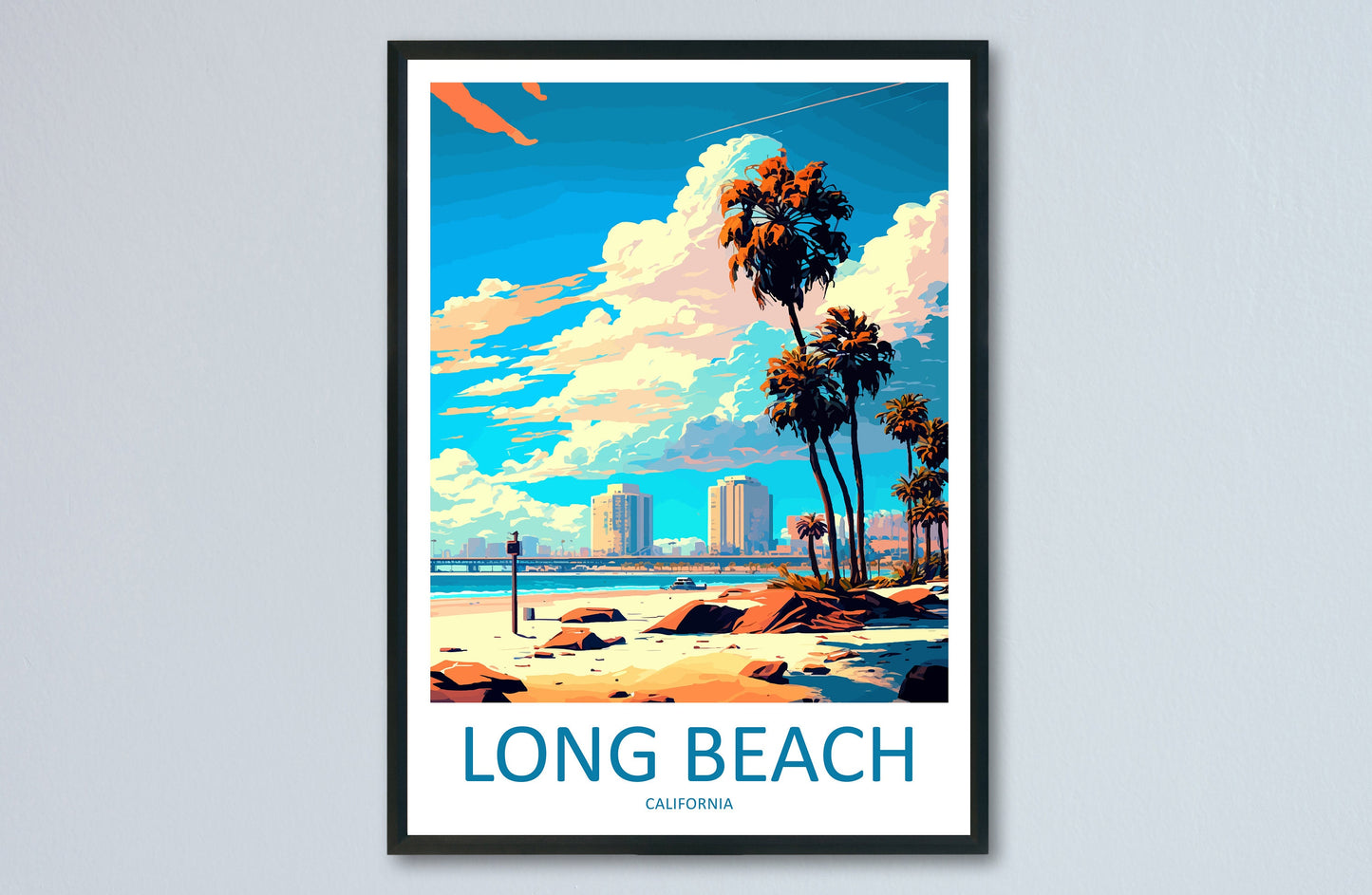 Long Beach Travel Print Wall Art Long Beach Wall Hanging Home Décor Long Beach Gift Art Lovers California Art Poster Long Beach Cali City